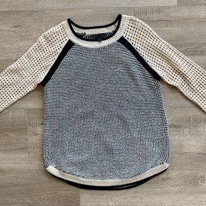 textured knitted checkered long sleeve sweater